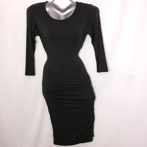 KATIE BROWN body con dress side ruching on skirt